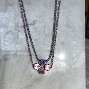 Sabika Double Chain 4 Stone Pink Necklace